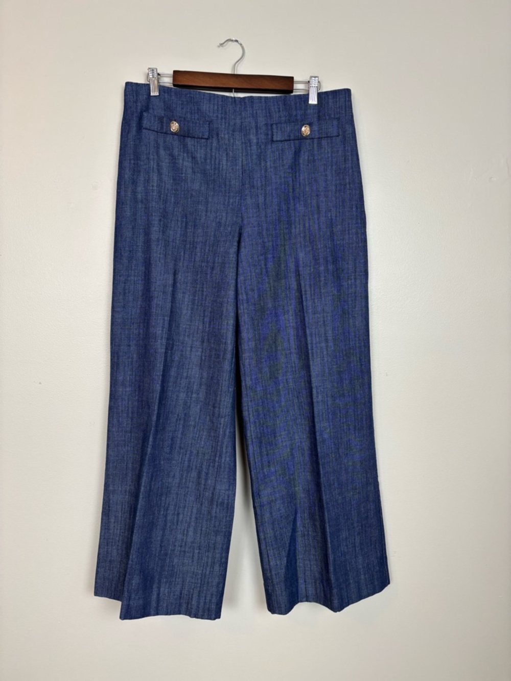 Loft Jeans Womens 12 Sailor Wide Leg Denim High Waisted Pants in Blue